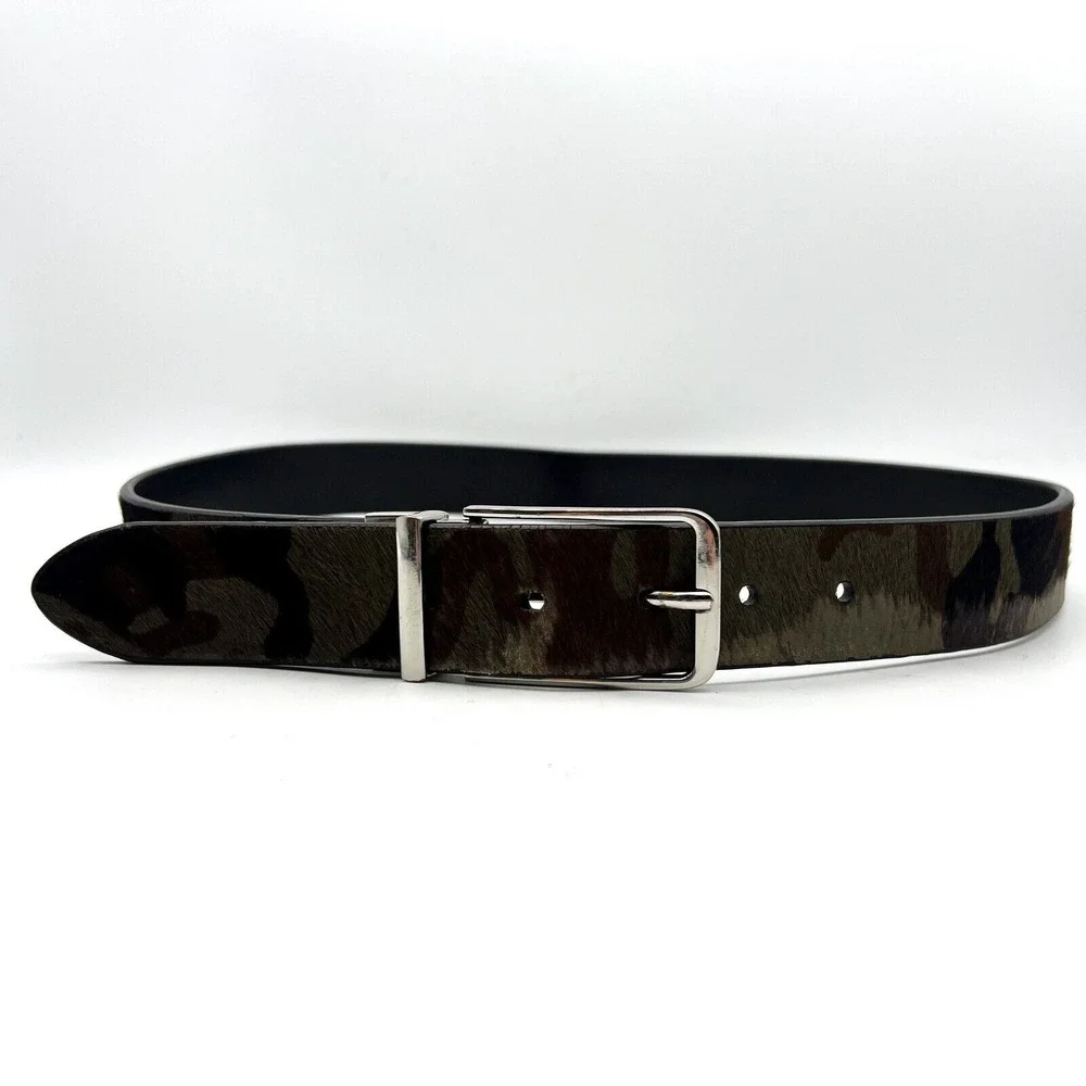 Robert Graham Leather Belt Men's Sz 34 McQueen Reversible Camo Calf Hair READ!